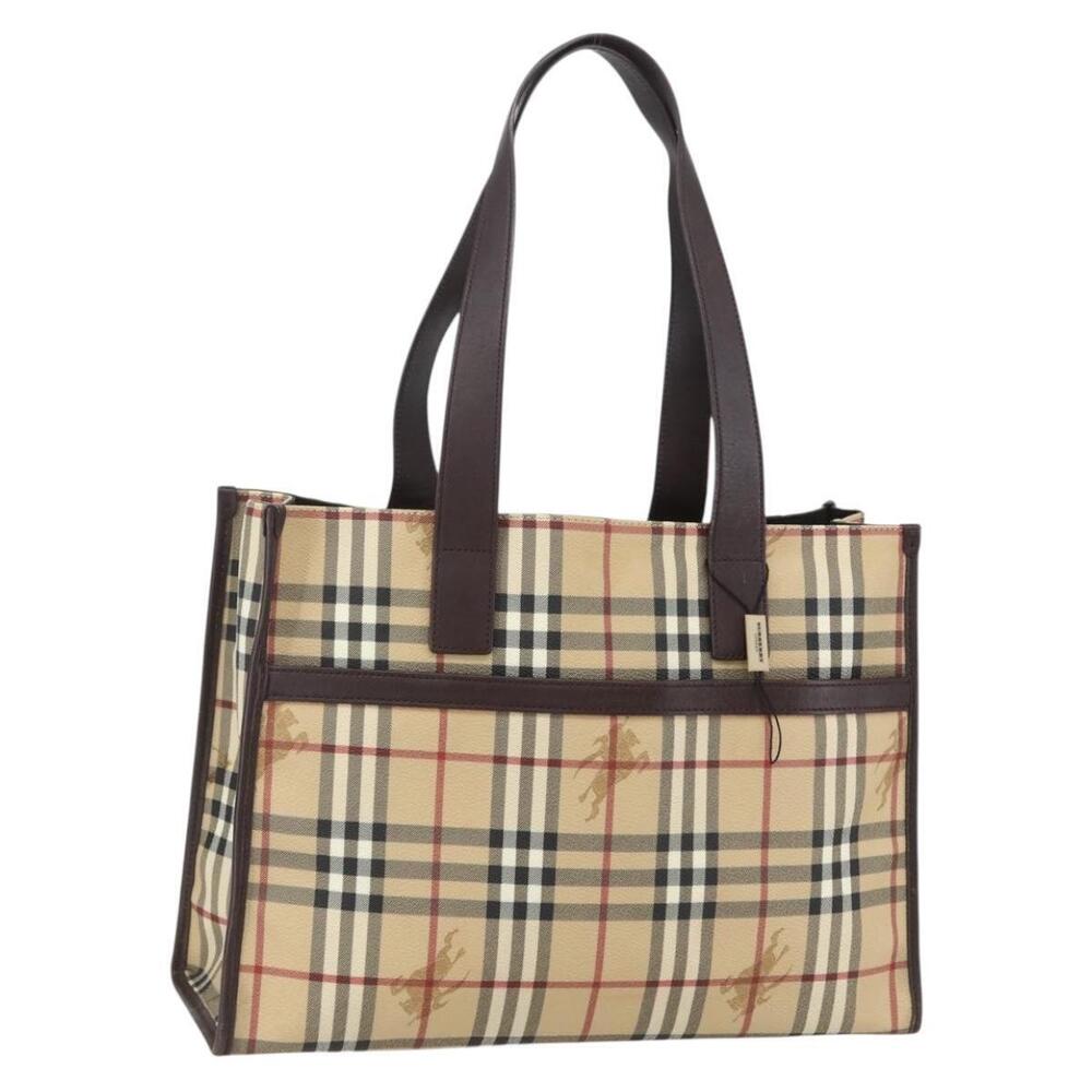BURBERRY Nova Check Tote Bag PVC Beige Auth 160285 - Picture 1 of 16